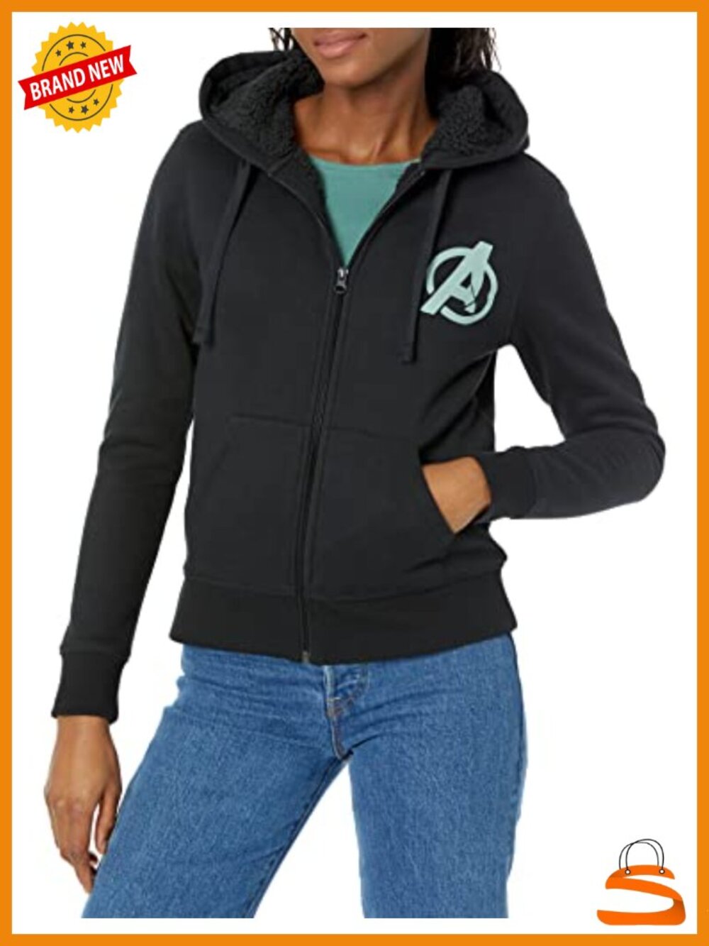 Fleece Sherpa-Lined Full-Zip Hooded Sweatshirt Zip Up Hoodie Women